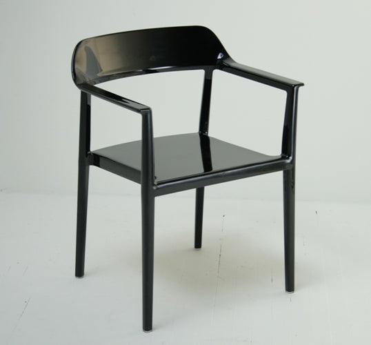 Sculpted Black Plastic Arm Chair 8