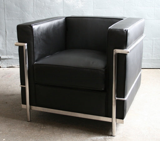 Black Leather Corbusier Style Club Chair 9