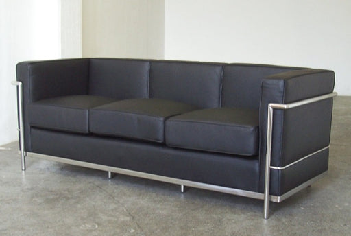 Black Leather Corbusier Style Sofa 9