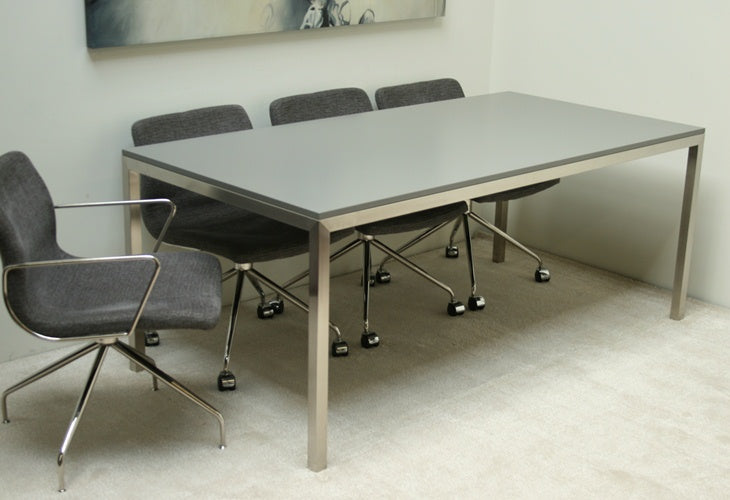 Office Table with Metal Frame and Grey Laminate Top 2 1