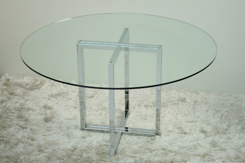 DT12R Chrome Sawhorse Dining Table with Round Glass Top 2 1