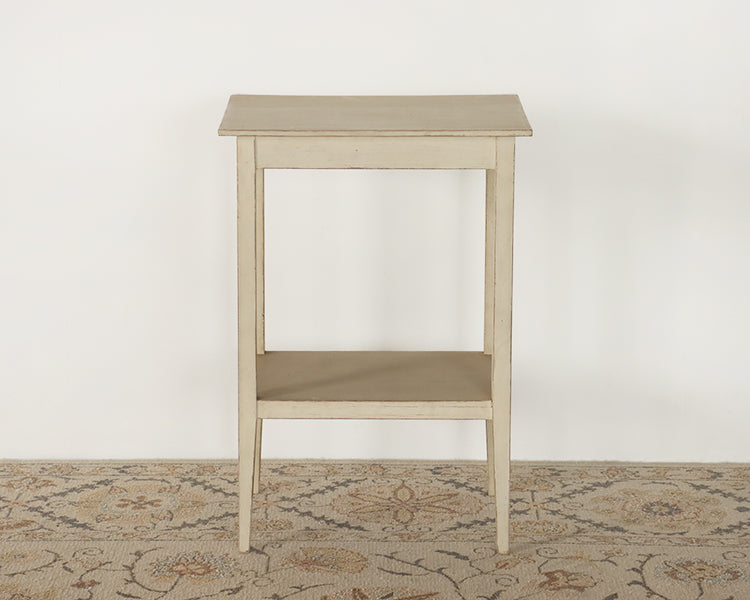Chelsea Textiles Antique White Gustavian Side Table with Lower Shelf