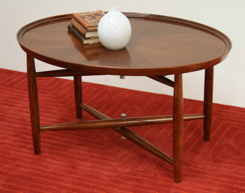 Cherry Round Tray Table as coffee table 1