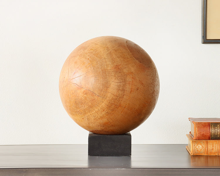 Large Wood Orb on Stand - Cleared Décor
