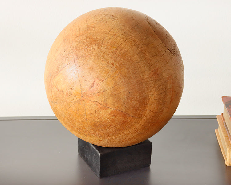Large Wood Orb on Stand - Cleared Décor