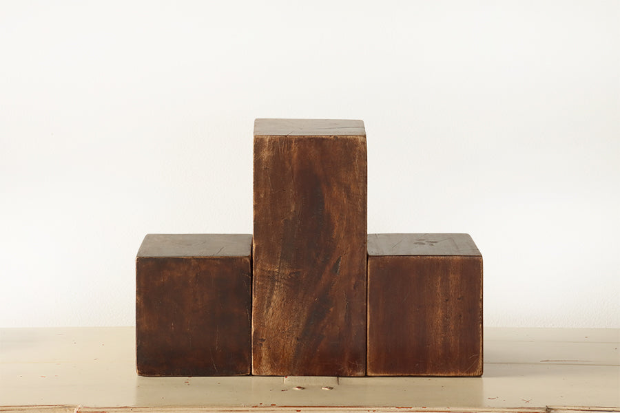 Set of 3 Dark Walnut Cubes - Cleared Décor