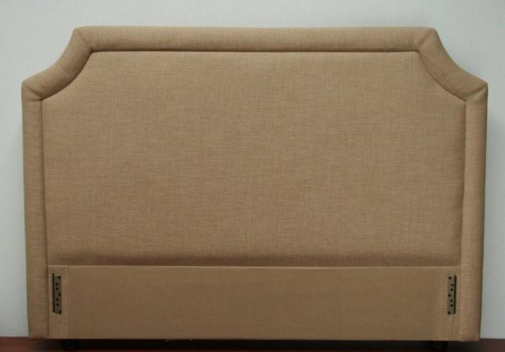 Tan Linen Upholstered Queen Headboard 1 7