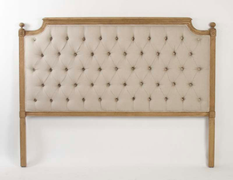 Louis Natural Oak Tufted Queen Headboard in Natural Linen 9