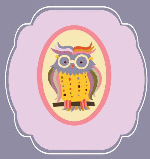 Glasses Owl Portrait 15W x 15H 7