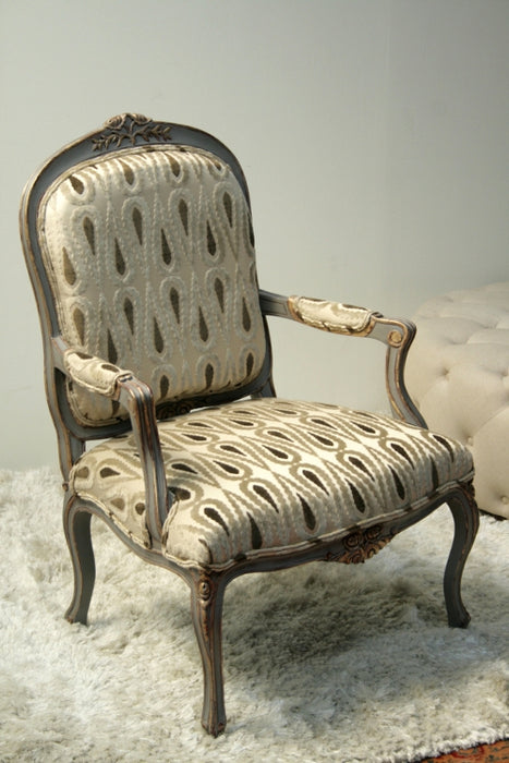 LC24P Louis XVI Style Bergere Chair with Paisley Upholstery 1 6