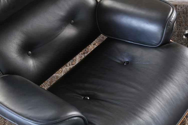Eames Style Black Lounge Chair and Ottoman Set