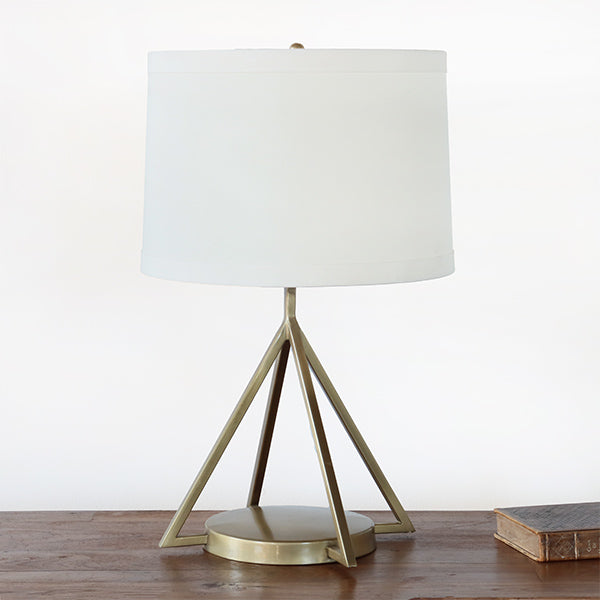 Open Pyramid Table Lamp In Brass Finished Steel