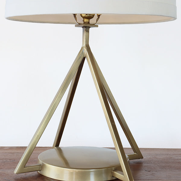 Open Pyramid Table Lamp In Brass Finished Steel