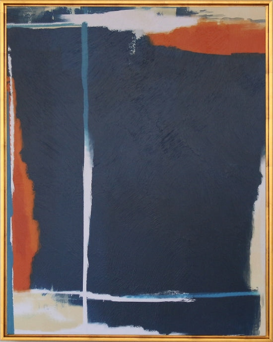 ABST741 Composition of Blue and Orange II 31.5W x 39.5H