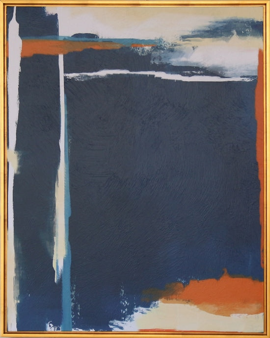 ABST742 Composition of Blue and Orange III 31.5W x 39.5H