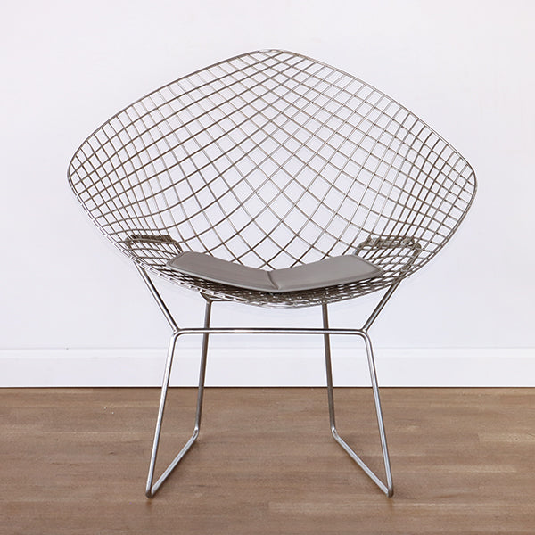 Bertoia Style Chrome Diamond Arm Chair