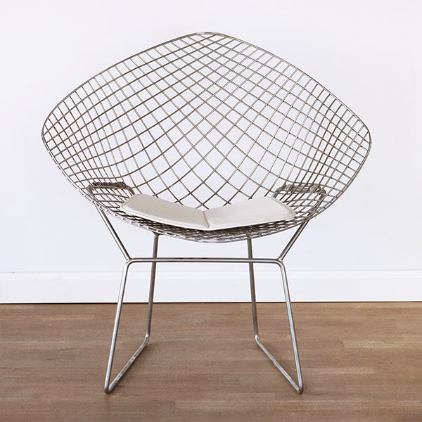 Bertoia Style Chrome Diamond Arm Chair