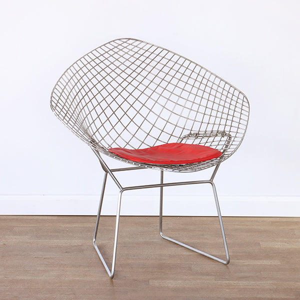 Bertoia Style Chrome Diamond Arm Chair