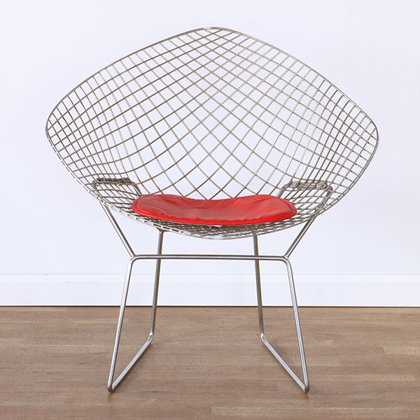 Bertoia Style Chrome Diamond Arm Chair