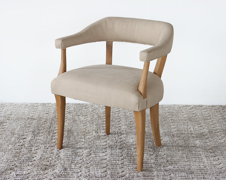 Natural Linen Arm Chair with Oak Frame
