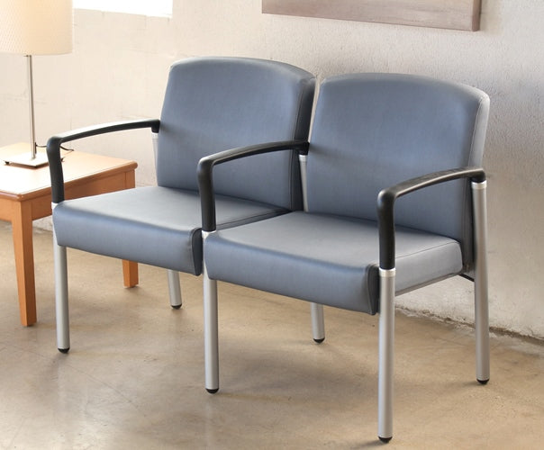 AC155 Gray Upholstered 2-Seater Waiting Room Chair