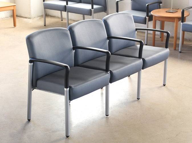 AC156 Gray Upholstered 3-Seater Waiting Room Chair
