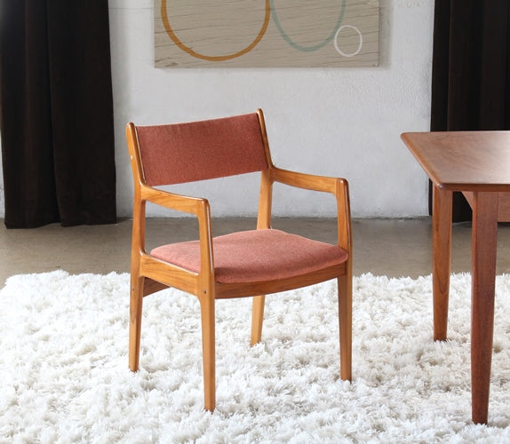 AC179 Danish Modern Arm Chair with Orange Upholstery
