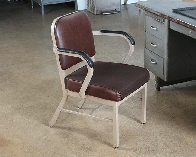 AC203 Brown Vinyl Waiting Room Chair with Black Arms