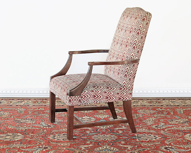 AC205 - Brick Red Flame Stitch Armchair, Circa 1970