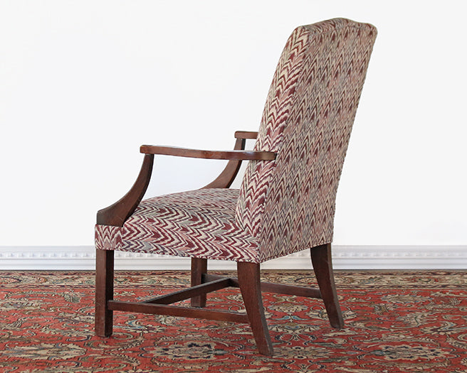 AC205 - Brick Red Flame Stitch Armchair, Circa 1970