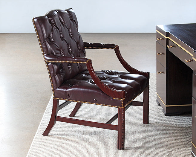AC224 - Brown Tufted Leather Executive Arm Chair