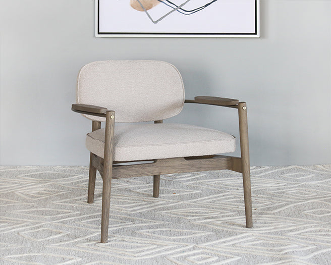 Taupe Arm Chair With Oak Frame