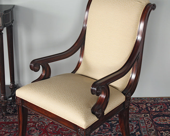 Scrolled Back Mahogany Arm Chair