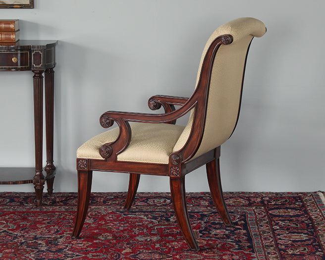Scrolled Back Mahogany Arm Chair