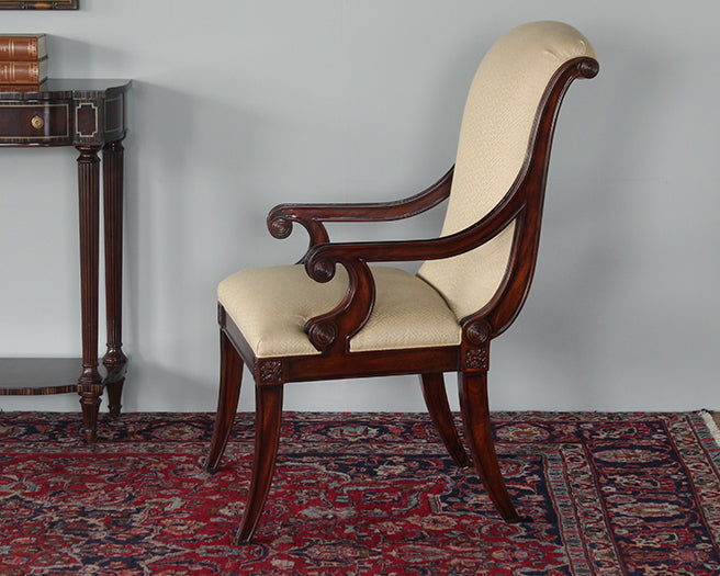 Scrolled Back Mahogany Arm Chair