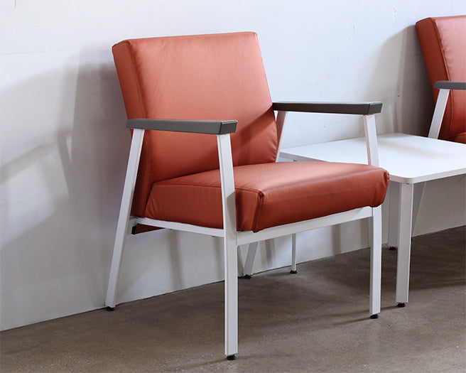 Orange Single Waiting Room Chair With White Frame