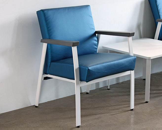 Blue Single Waiting Room Chair With White Frame