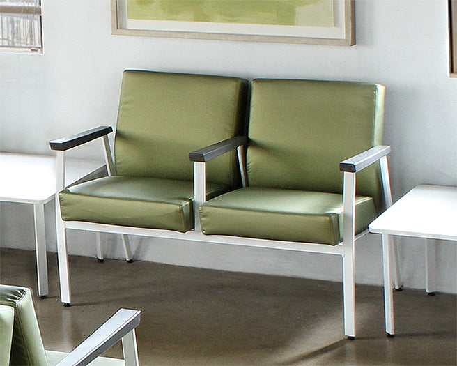Green Double Waiting Room Chair W/ White Frame