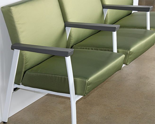 Green Triple Waiting Room Chair W/ White Frame