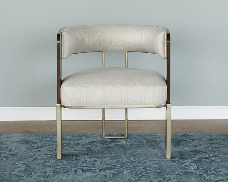 Dark Wood Barrel Back Armchair w/ Plush Cream Seat
