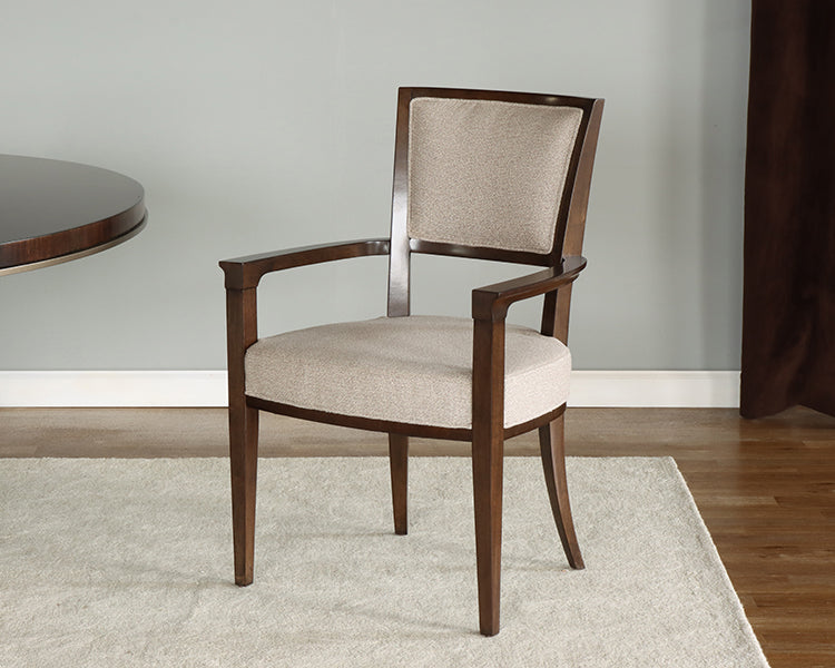 Neutral Tweed Arm Chair w/ Dark Eucalyptus Frame