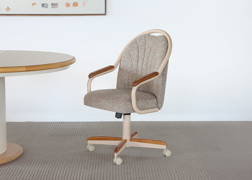 Beige And Oak Trim Dinette Chairs