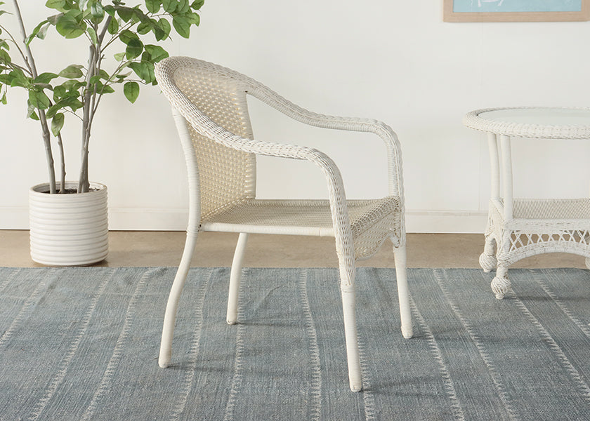 White Wicker Arm Chair
