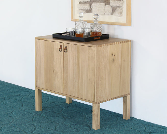 Poplar Bar Cabinet With Iron And Leather Pulls