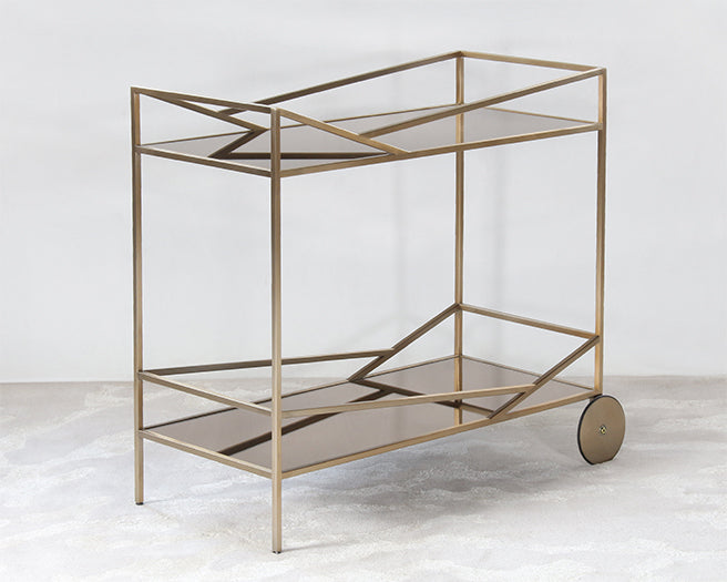 BARCART23 - Angled Brass Bar Cart