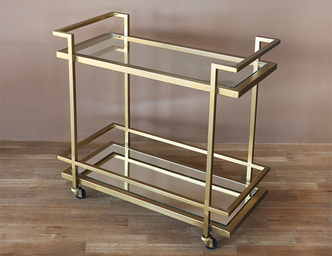 Manhattan Bar Cart in Antique Brass