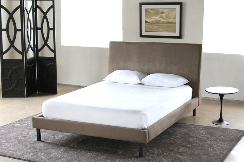 Tan Velvet Queen Bed
