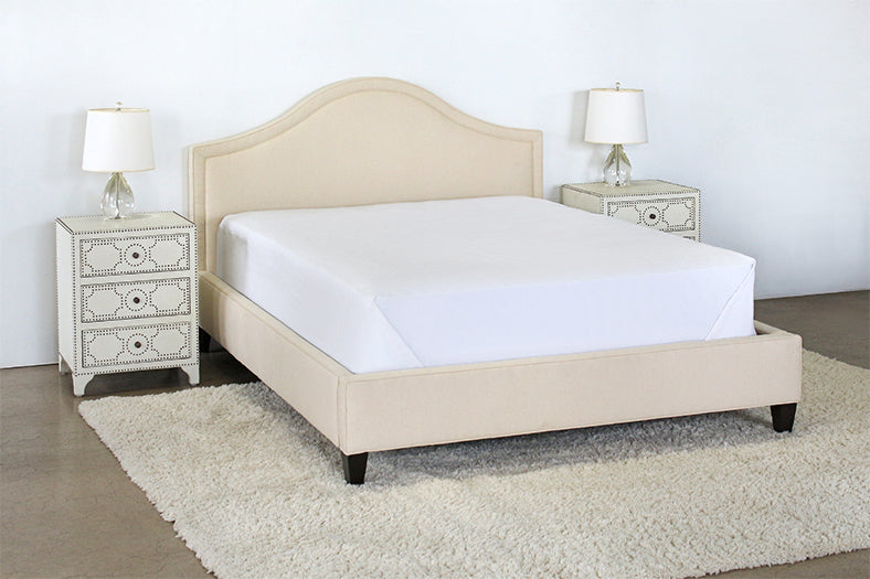 BED73 Flared Queen Bed in Linato Cream