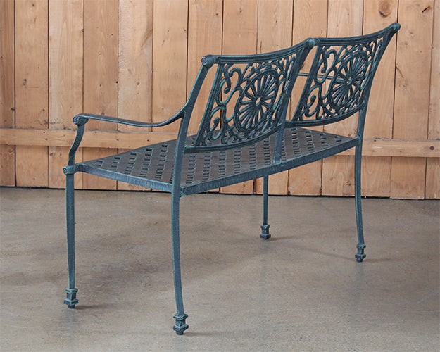 BH105 - Cast Iron Garden Bench W/ Verdigris Patina
