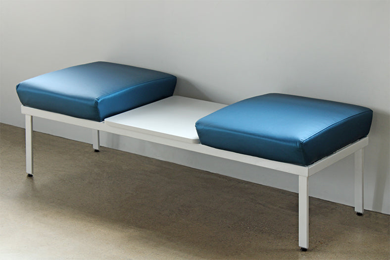 Blue Double Seat Waiting Room Bench W/ Table